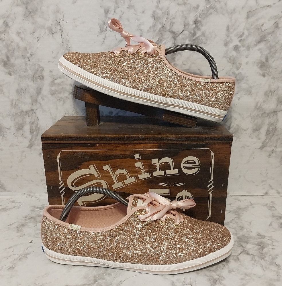 Pre-owned worn 1x keds x Kate spade champion glitter low